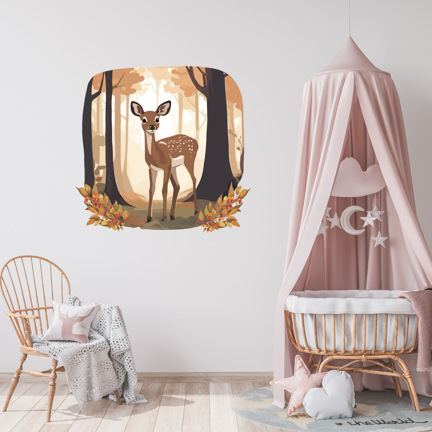 Round Wall Sticker – “Doe in the Forest"