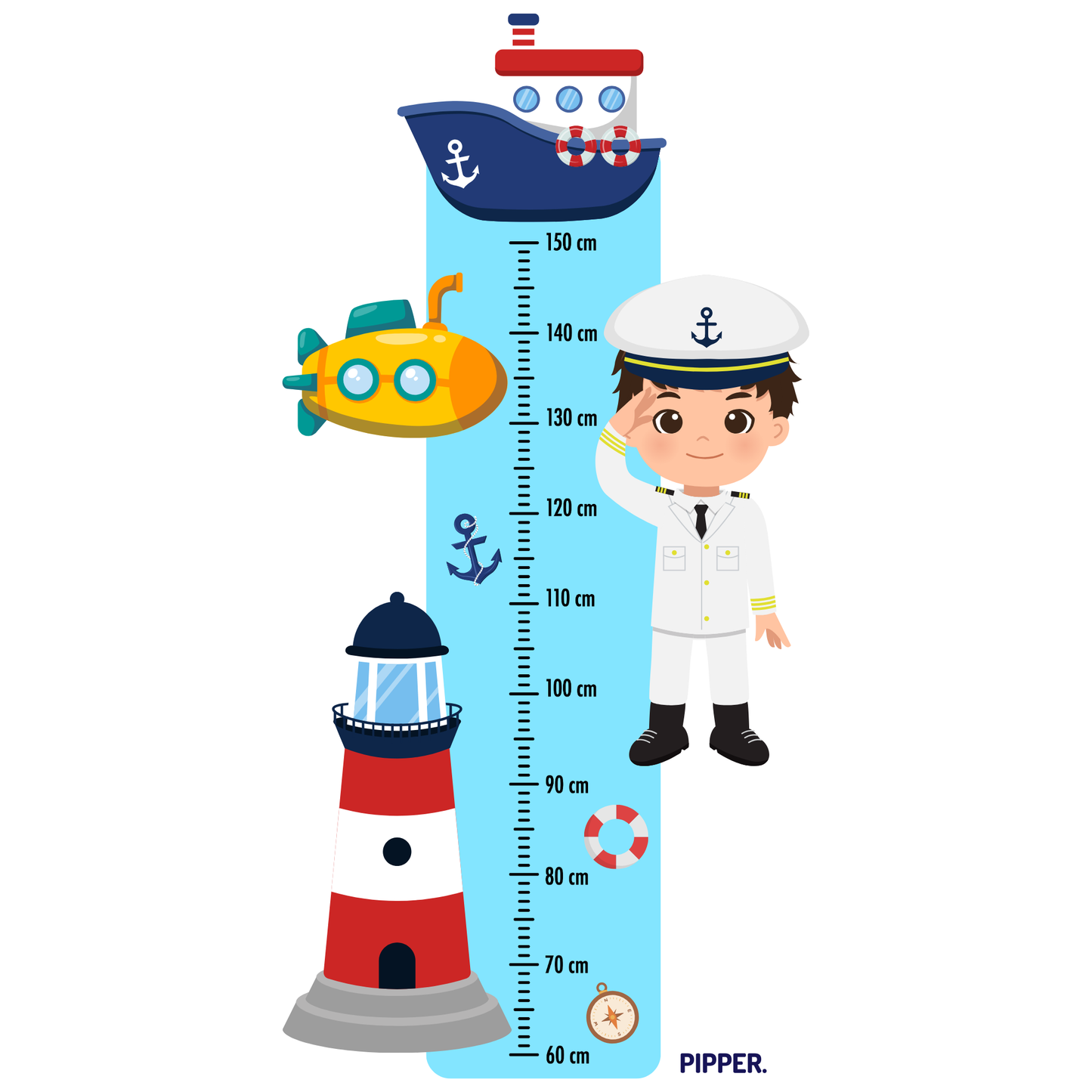 Children’s Measuring Textile Wall Sticker – Sailor