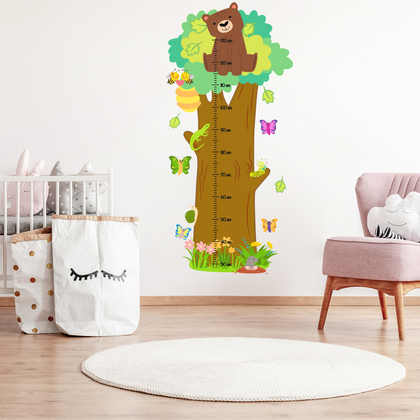 Children’s Measuring Textile Wall Sticker – Tree with Animals