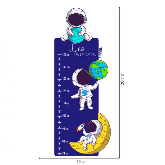 Children’s Measuring with Name Textile Wall Sticker – Astronauts