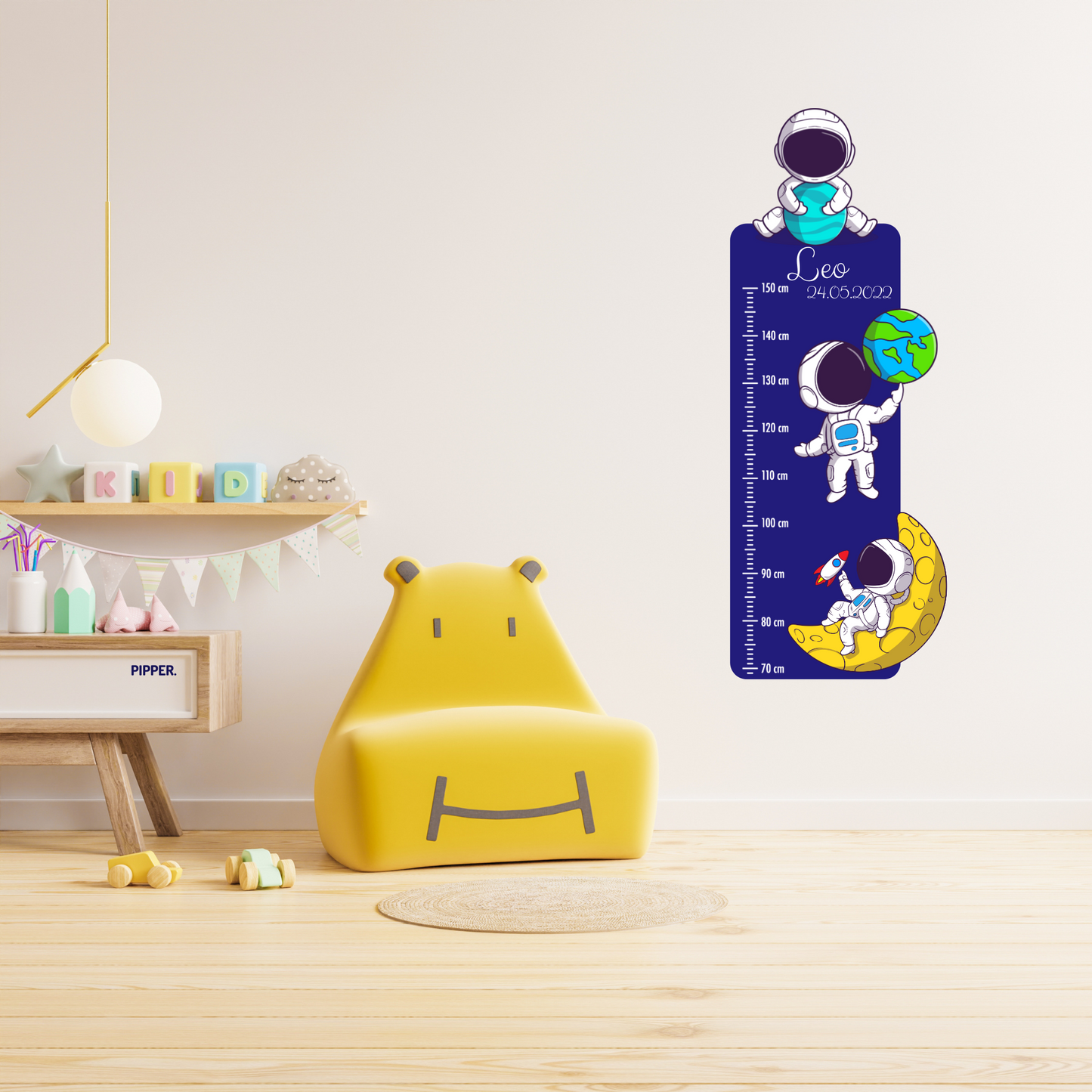 Children’s Measuring with Name Textile Wall Sticker – Astronauts