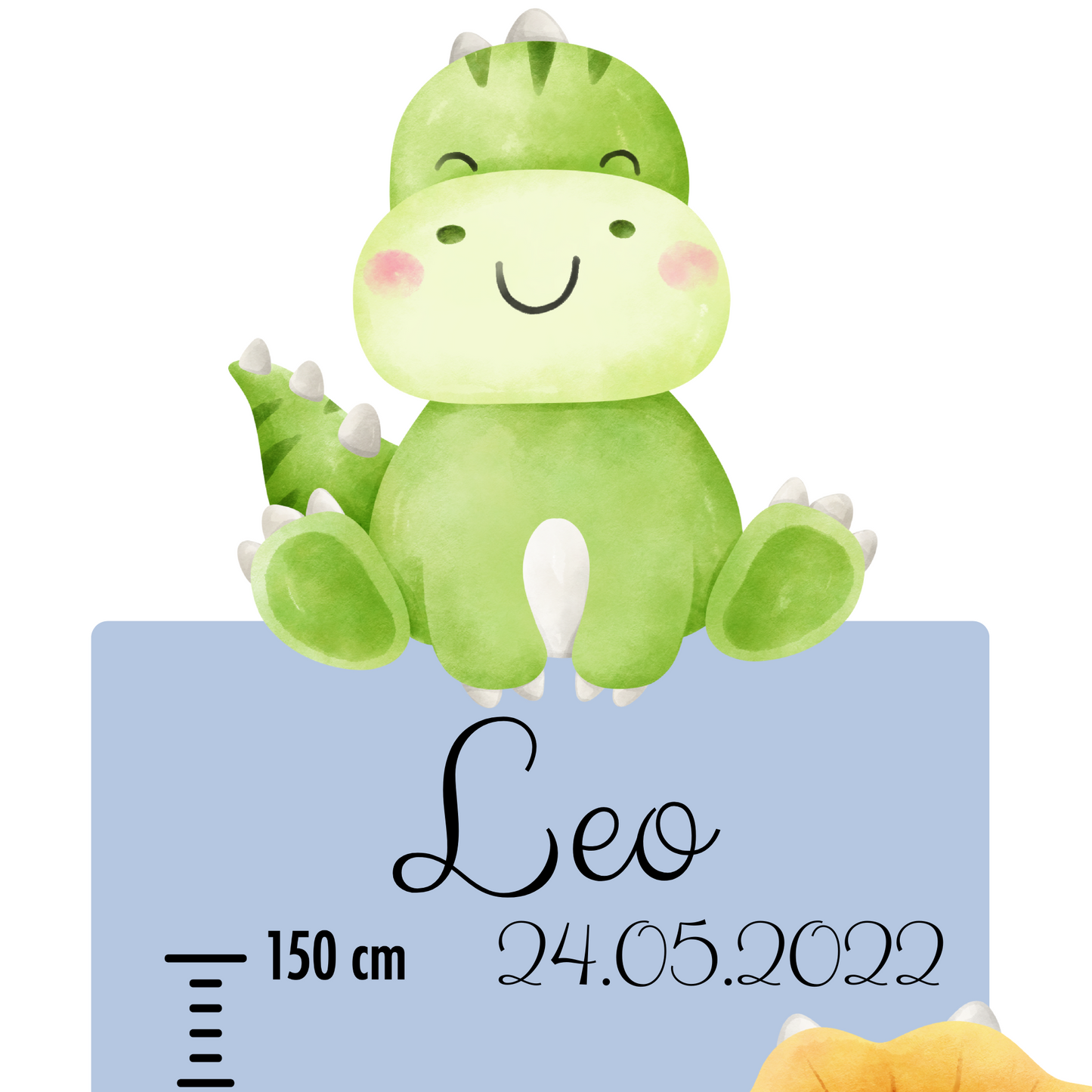 Children’s Measuring with Name Textile Wall Sticker – Dinosaurs 2