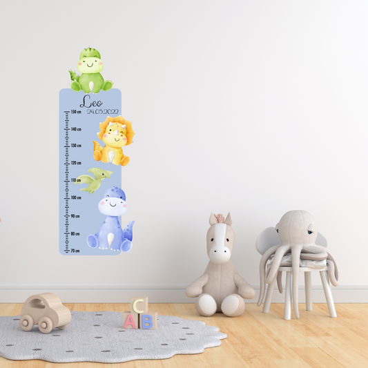 Children’s Measuring with Name Textile Wall Sticker – Dinosaurs 2