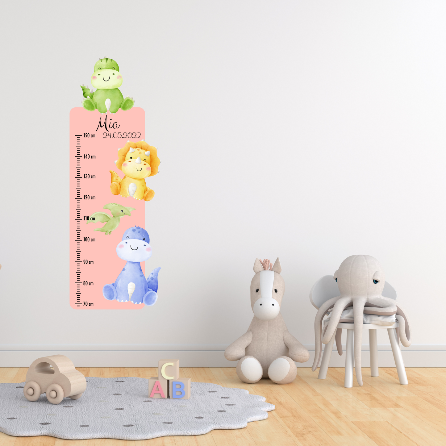 Children’s Measuring with Name Textile Wall Sticker – Dinosaurs