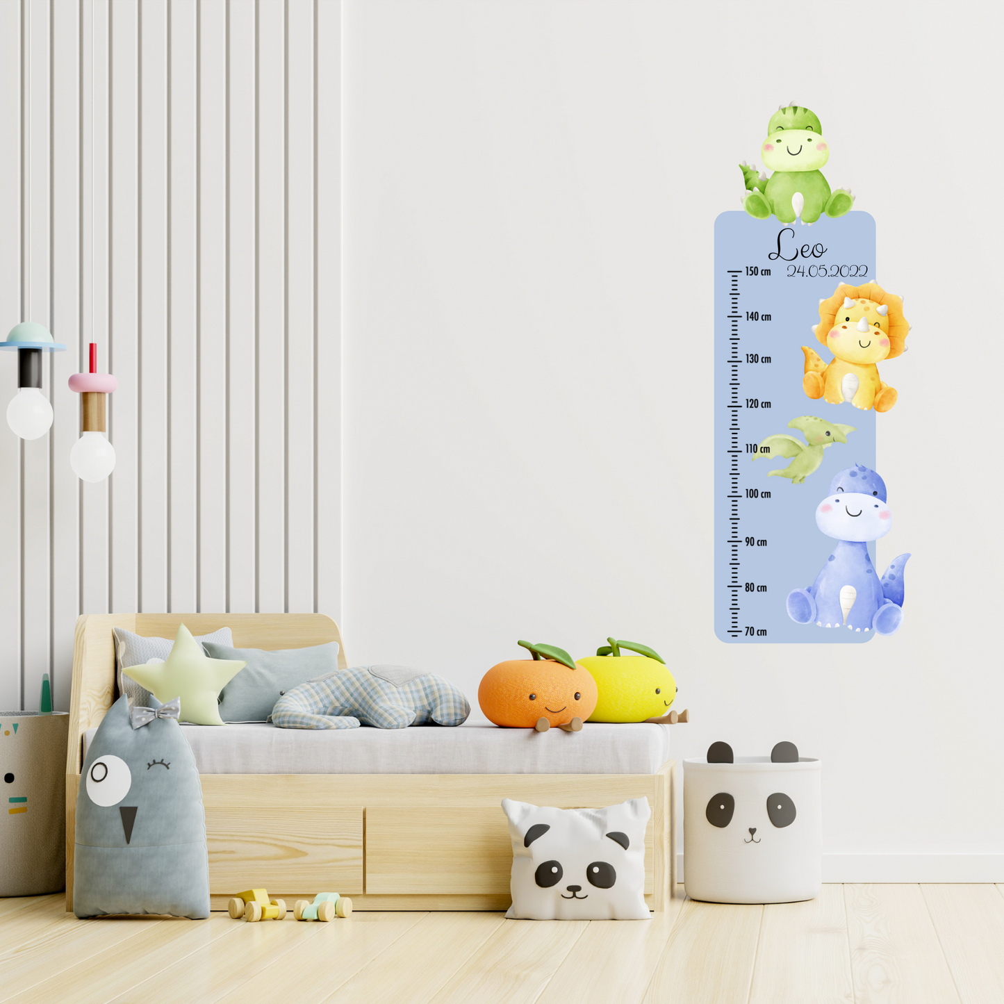 Children’s Measuring with Name Textile Wall Sticker – Dinosaurs 2