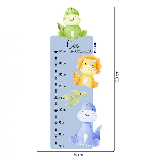Children’s Measuring with Name Textile Wall Sticker – Dinosaurs 2