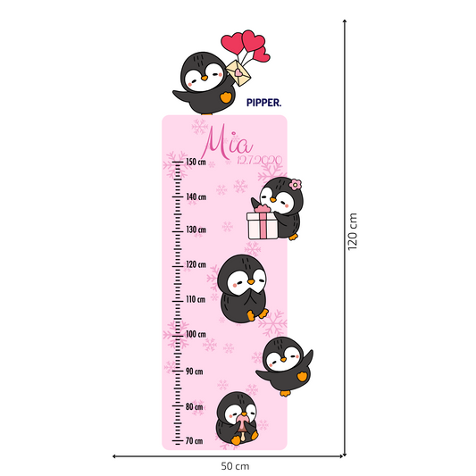 Children’s Measuring with Name Textile Wall Sticker – Penguins