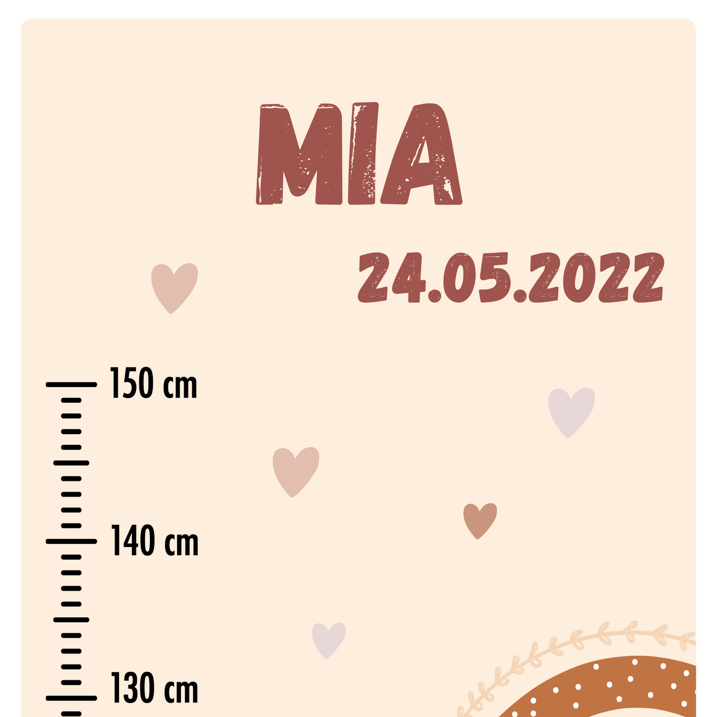 Children’s Measuring with Name Textile Wall Sticker – Rainbow