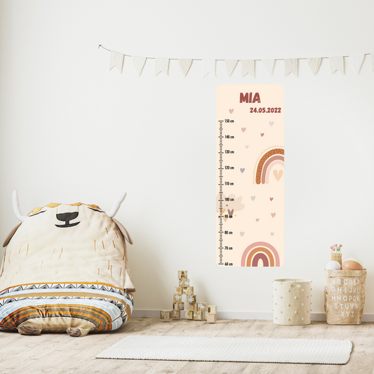 Children’s Measuring with Name Textile Wall Sticker – Rainbow