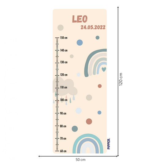Children’s Measuring with Name Textile Wall Sticker – Rainbow 2