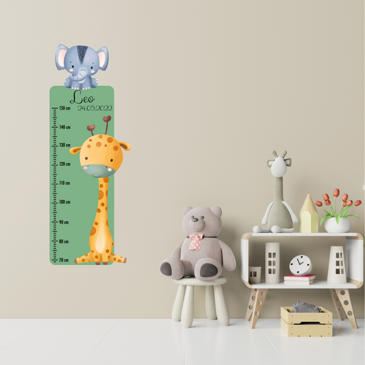 Children’s Measuring with Name Textile Wall Sticker – Safari