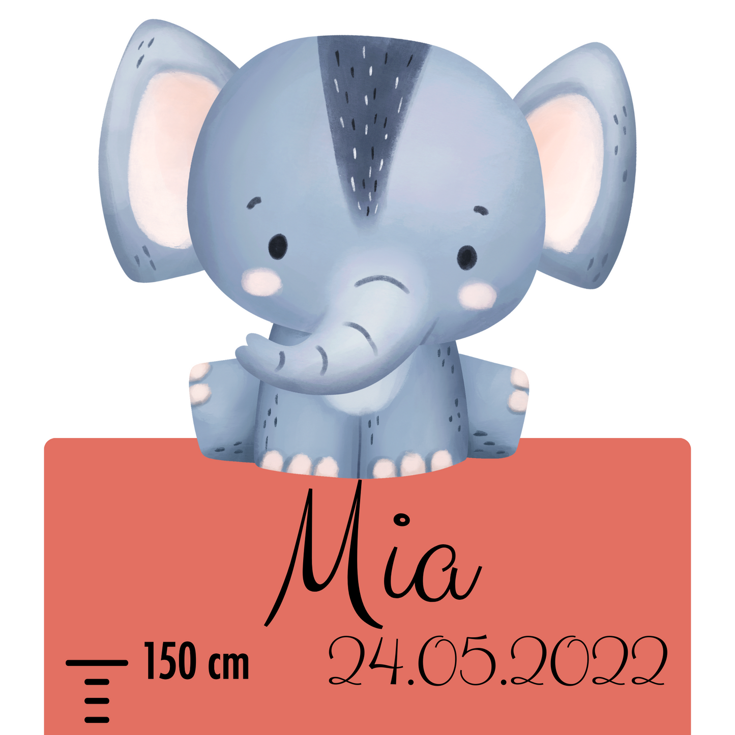 Children’s Measuring with Name Textile Wall Sticker – Safari 2