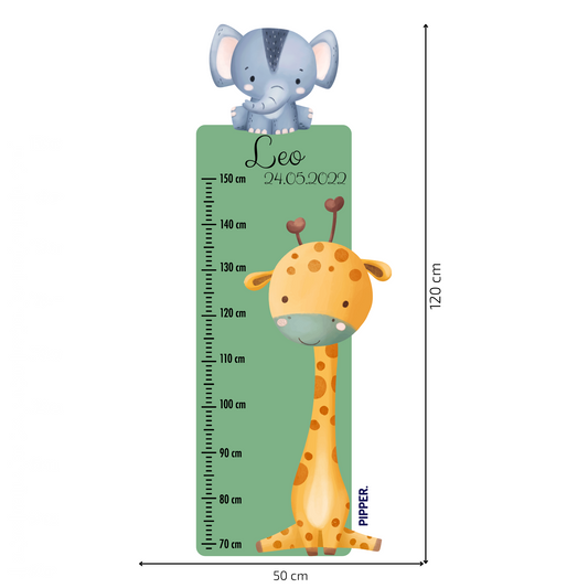 Children’s Measuring with Name Textile Wall Sticker – Safari
