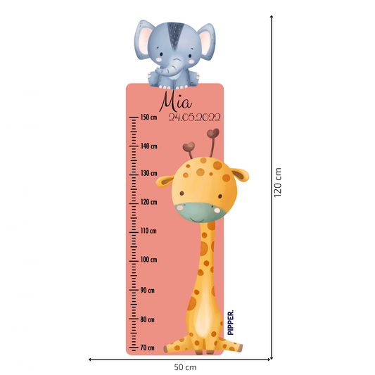 Children’s Measuring with Name Textile Wall Sticker – Safari 2