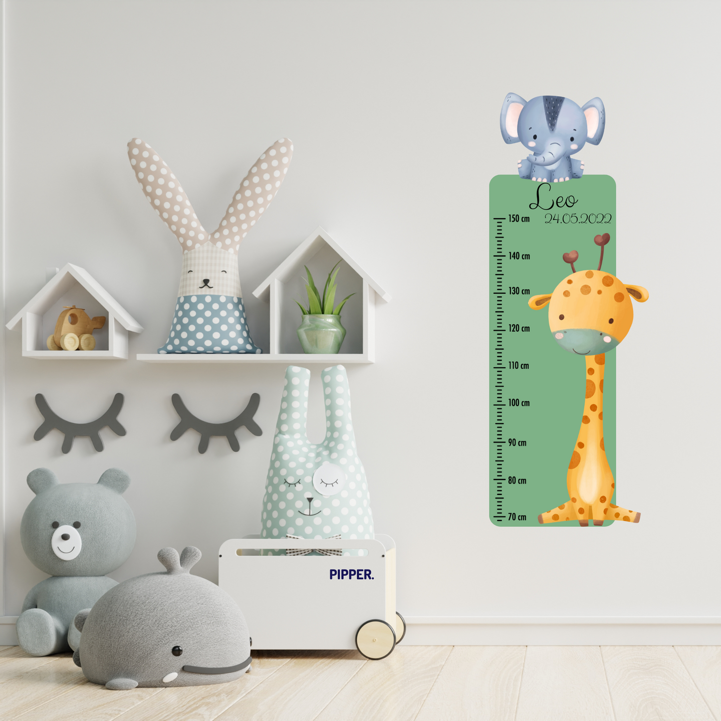 Children’s Measuring with Name Textile Wall Sticker – Safari