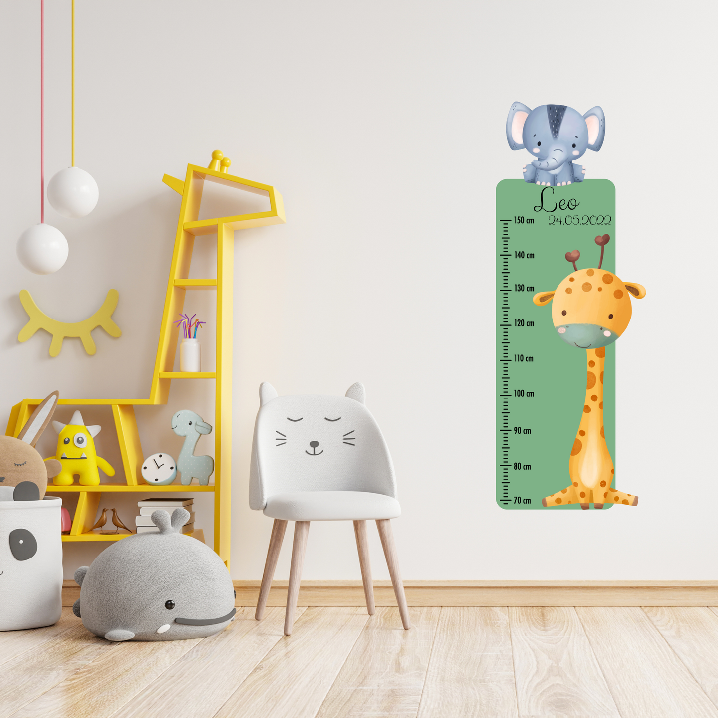 Children’s Measuring with Name Textile Wall Sticker – Safari