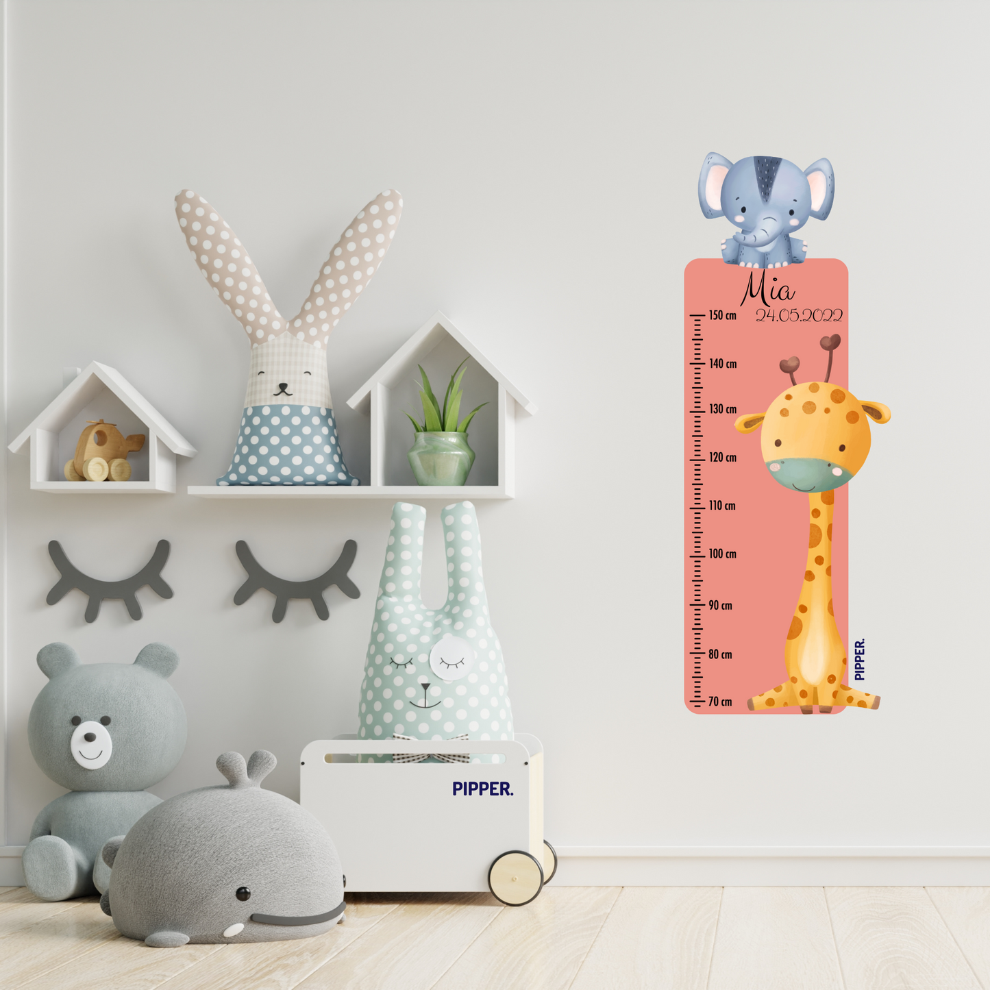 Children’s Measuring with Name Textile Wall Sticker – Safari 2