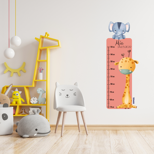 Children’s Measuring with Name Textile Wall Sticker – Safari 2