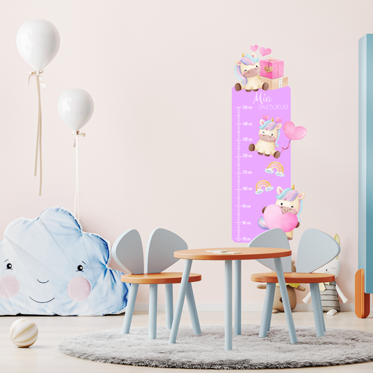 Children’s Measuring with Name Textile Wall Sticker – Unicorns
