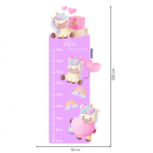 Children’s Measuring with Name Textile Wall Sticker – Unicorns