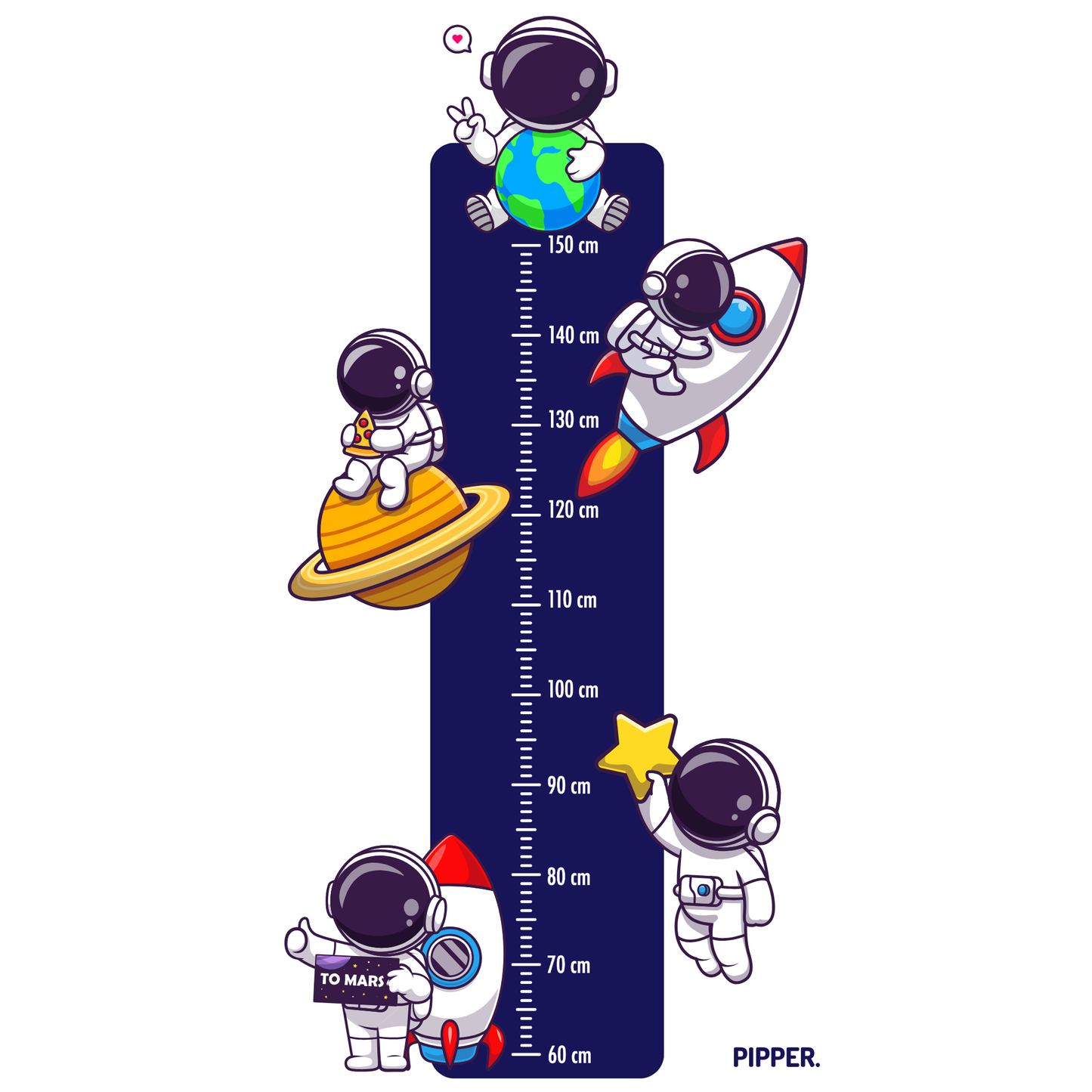 Children’s Measuring Textile Wall Sticker – Astronauts
