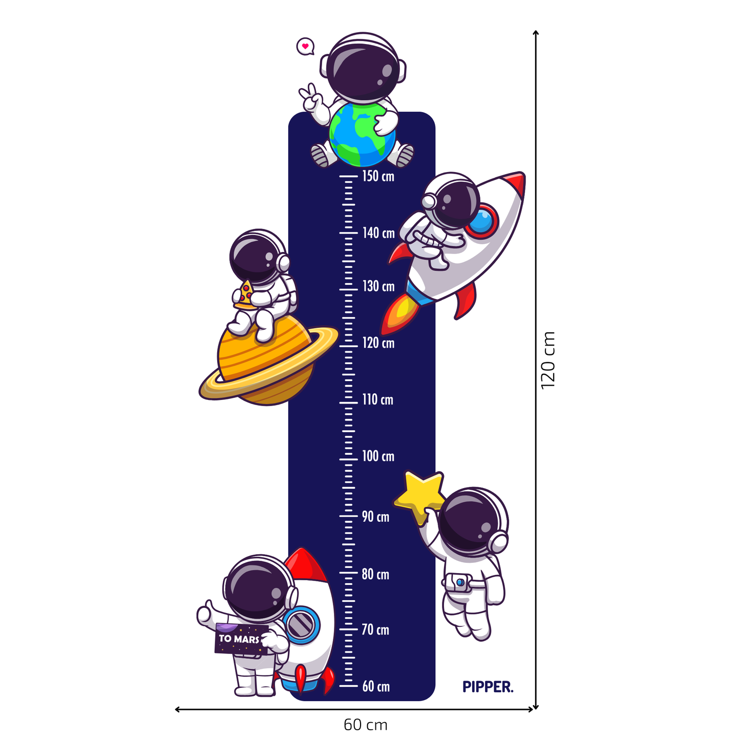 Children’s Measuring Textile Wall Sticker – Astronauts