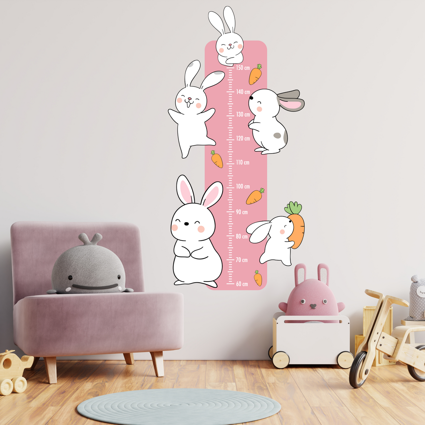 Children’s Measuring Textile Wall Sticker – Bunnies