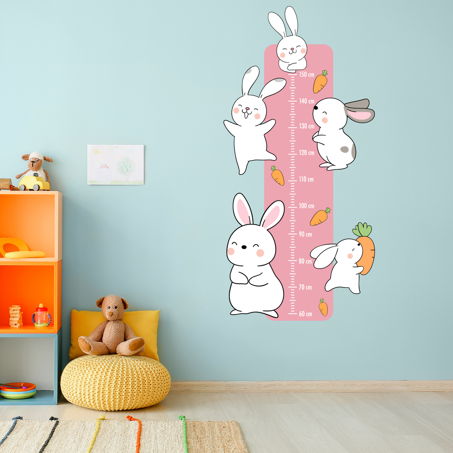 Children’s Measuring Textile Wall Sticker – Bunnies