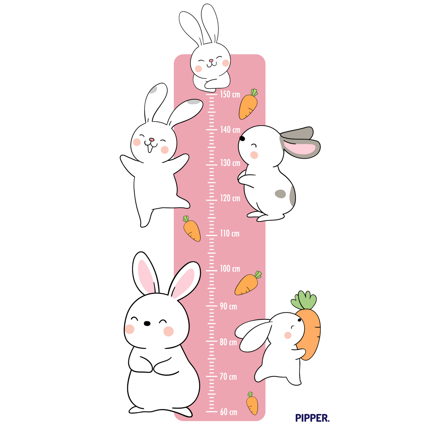 Children’s Measuring Textile Wall Sticker – Bunnies