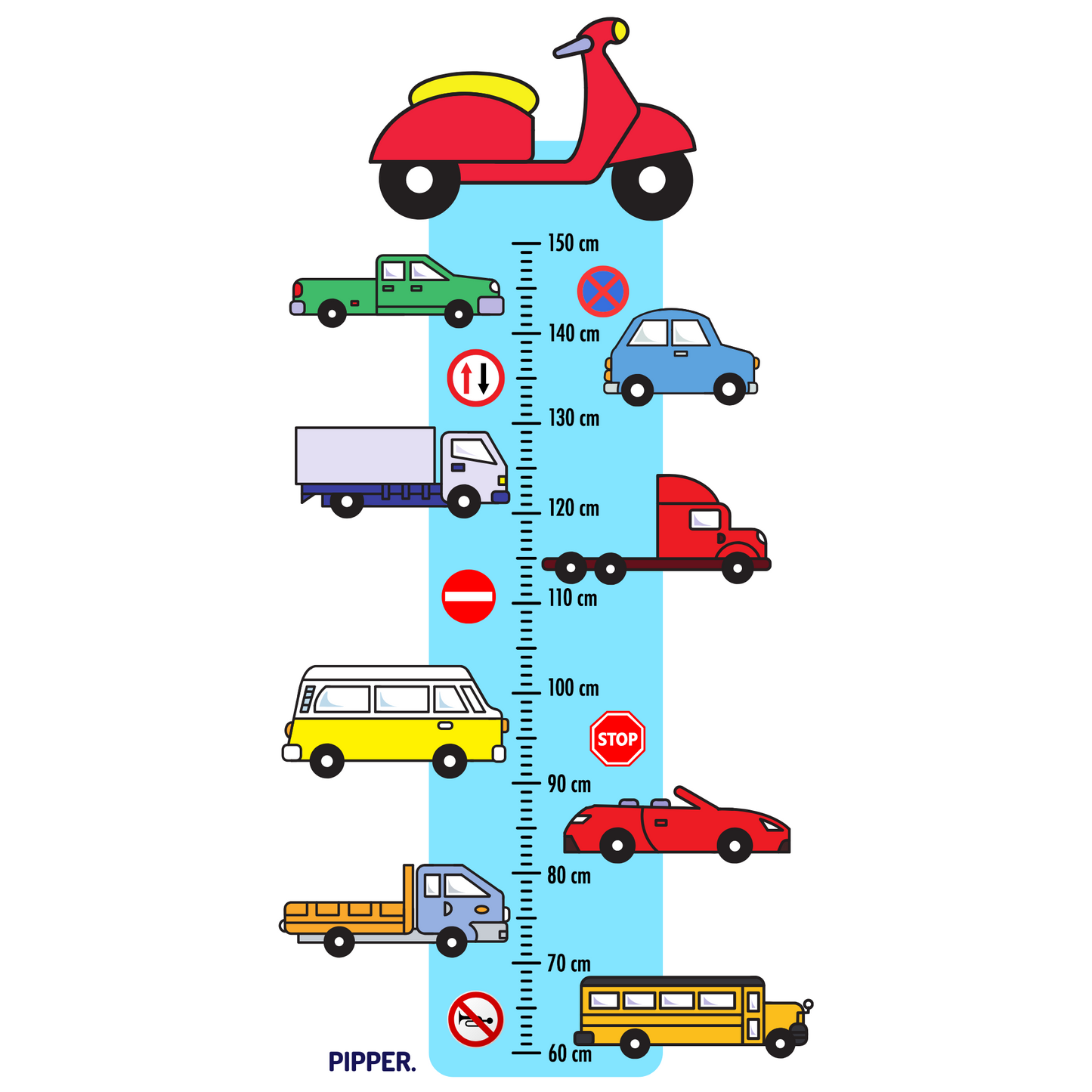Children’s Measuring Textile Wall Sticker – Cars