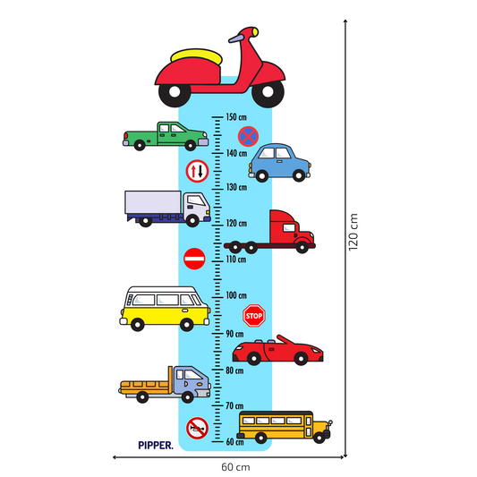 Children’s Measuring Textile Wall Sticker – Cars