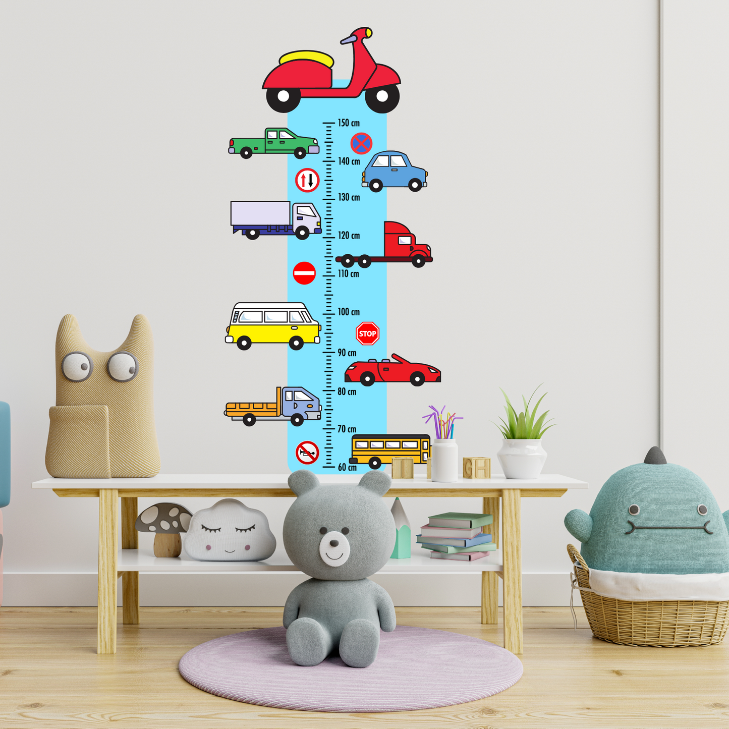 Children’s Measuring Textile Wall Sticker – Cars
