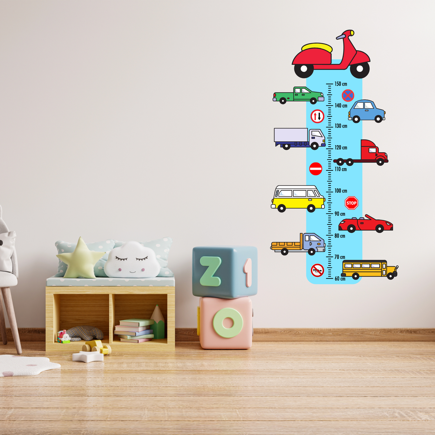 Children’s Measuring Textile Wall Sticker – Cars