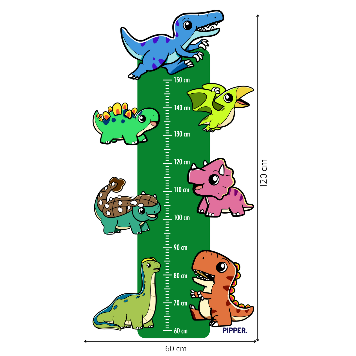 Children’s Measuring Textile Wall Sticker – Dinosaurs