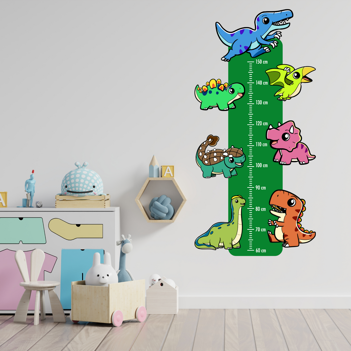 Children’s Measuring Textile Wall Sticker – Dinosaurs