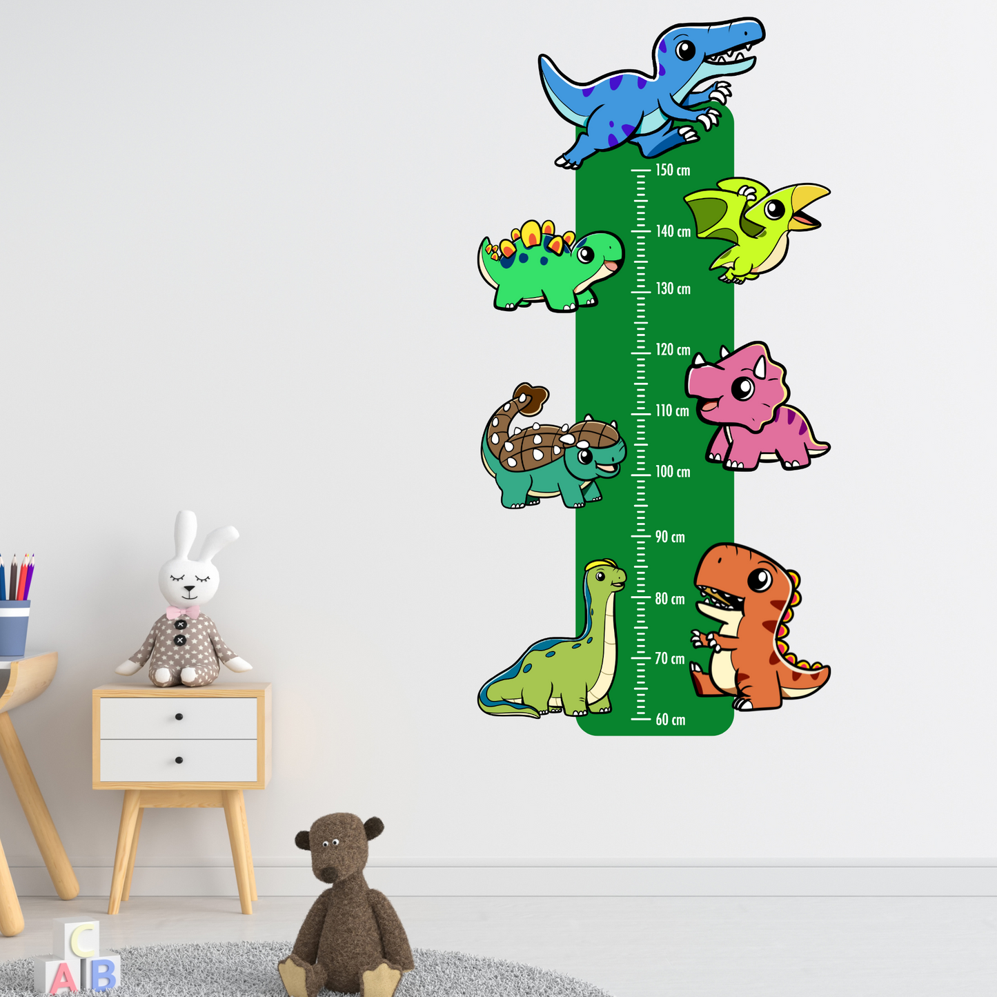 Children’s Measuring Textile Wall Sticker – Dinosaurs