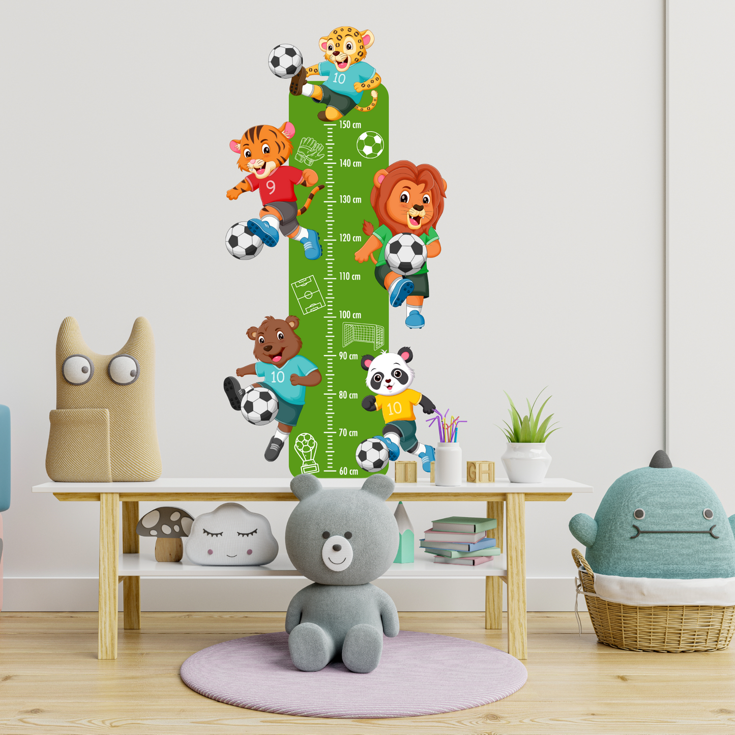 Children’s Measuring Textile Wall Sticker – Football Animals
