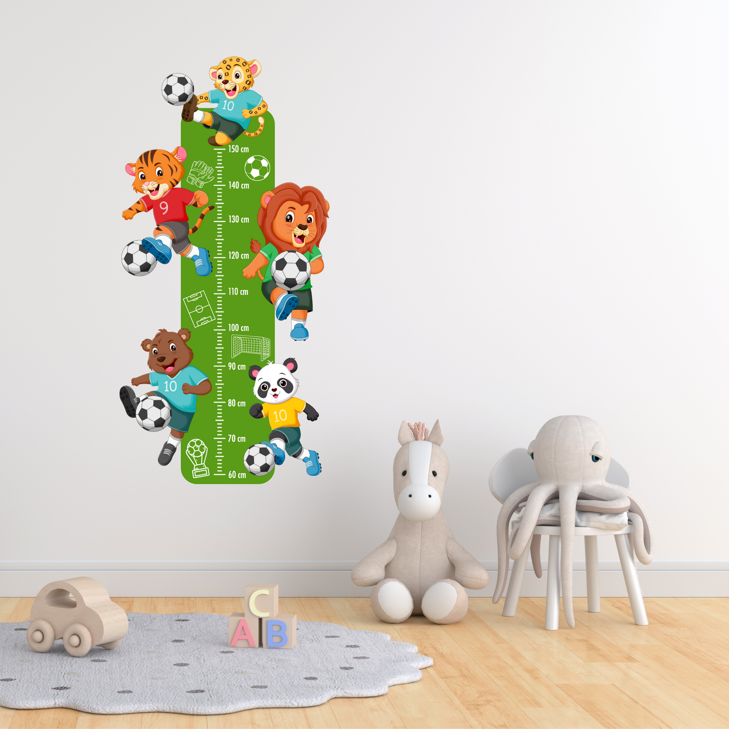 Children’s Measuring Textile Wall Sticker – Football Animals