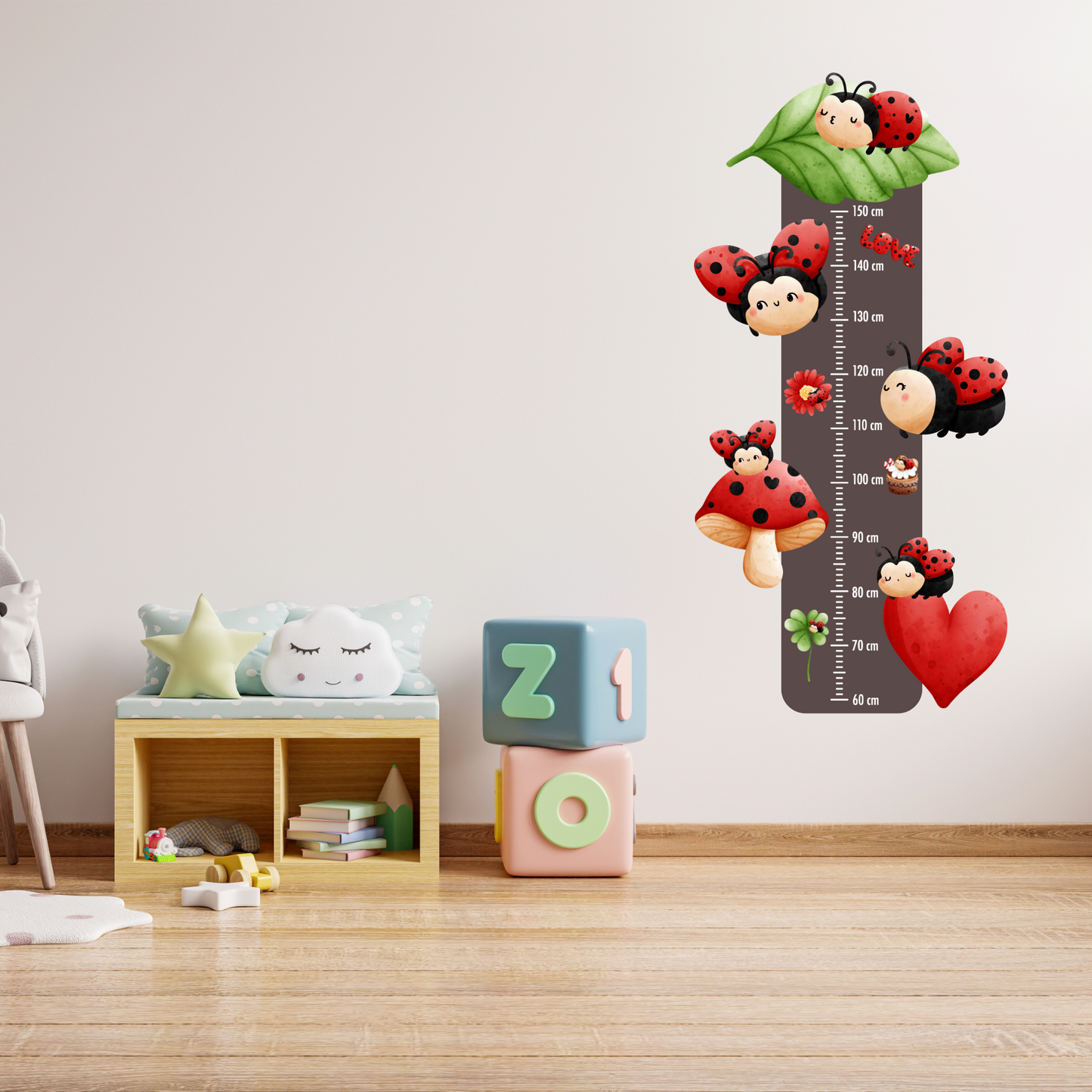 Children’s Measuring Textile Wall Sticker – Ladybirds