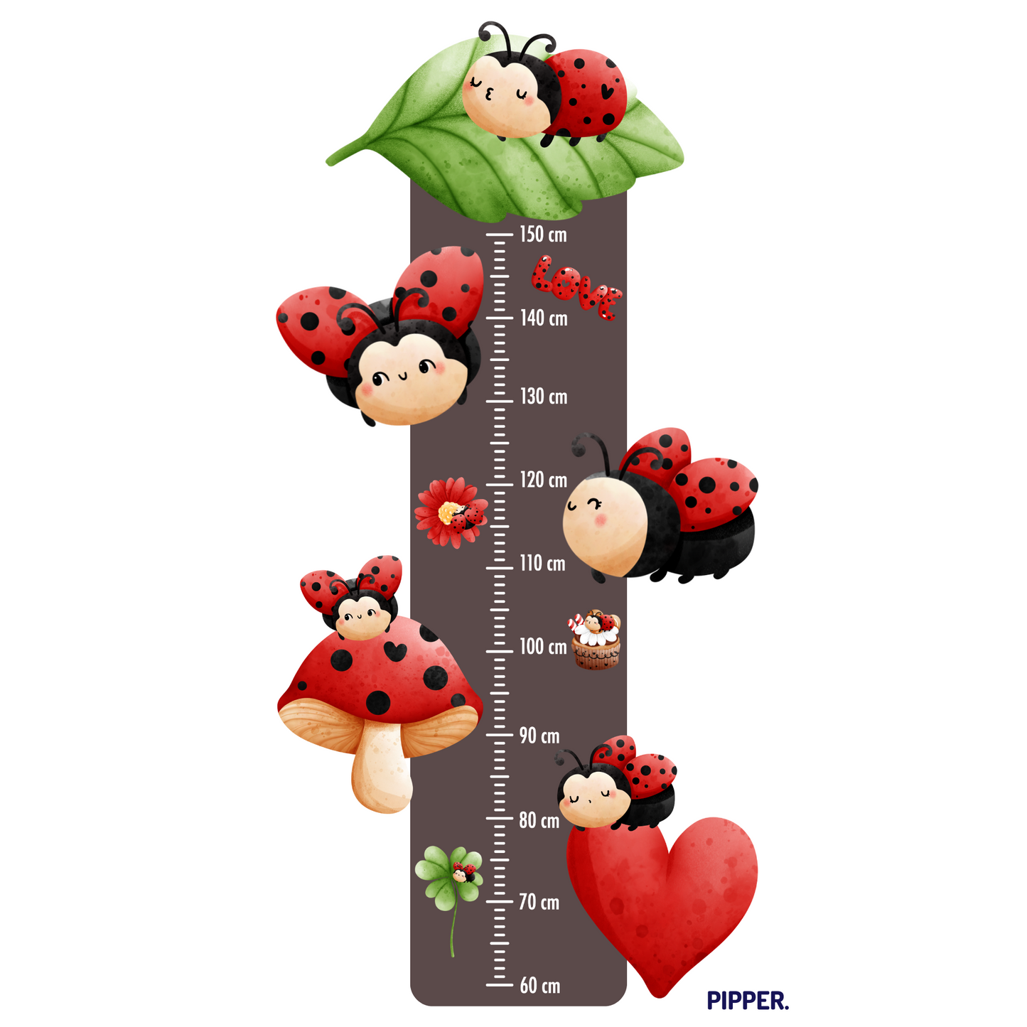 Children’s Measuring Textile Wall Sticker – Ladybirds