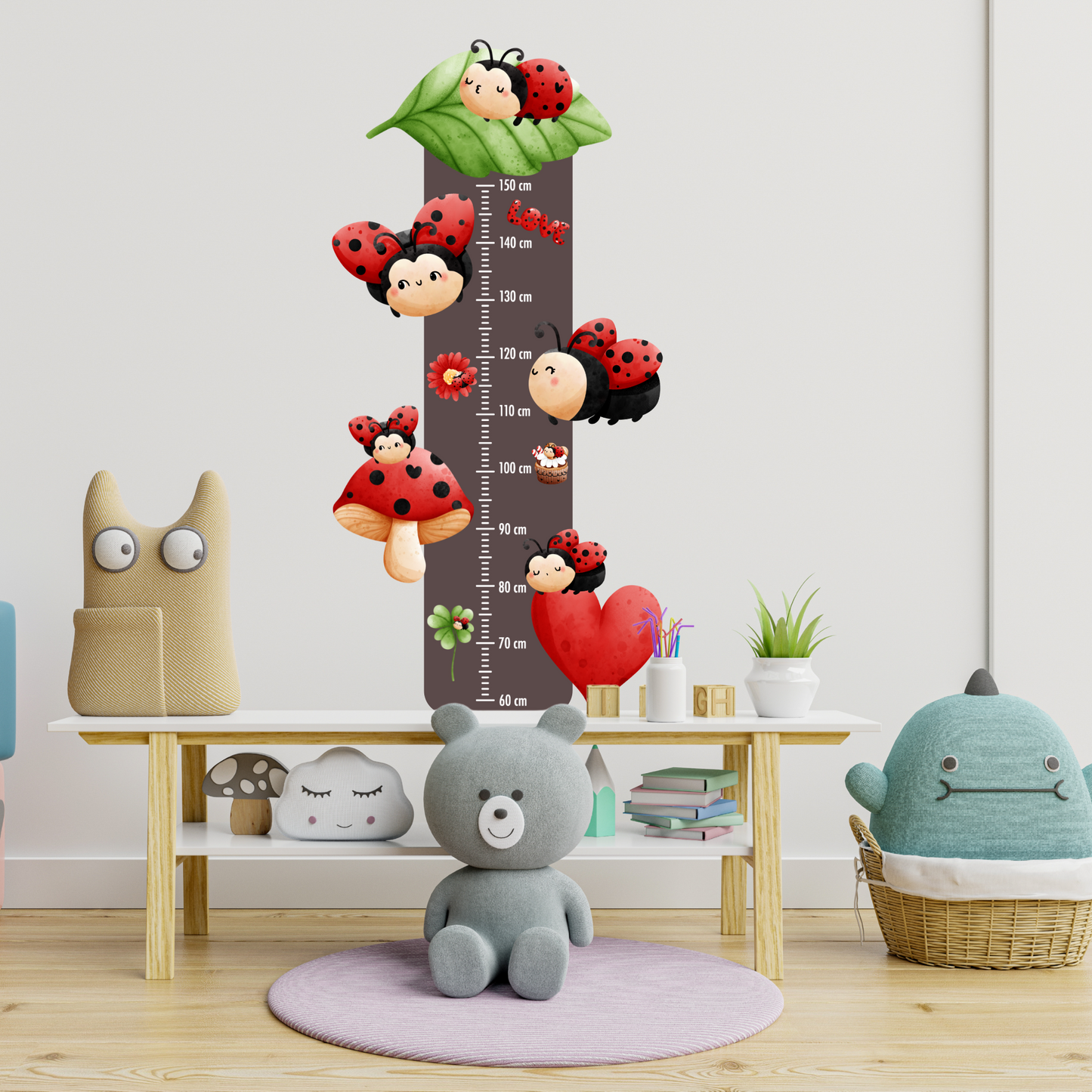 Children’s Measuring Textile Wall Sticker – Ladybirds