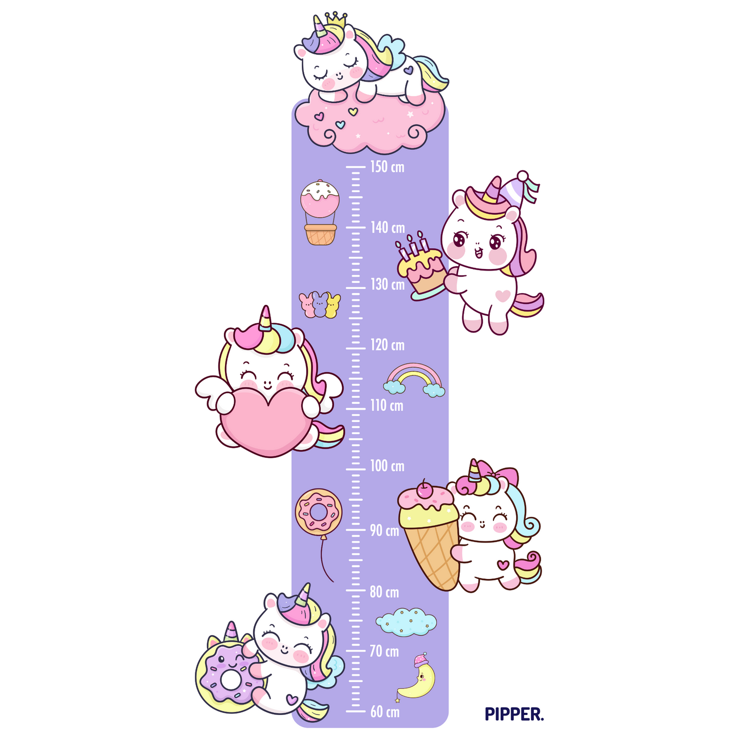 Children’s Measuring Textile Wall Sticker – Unicorns