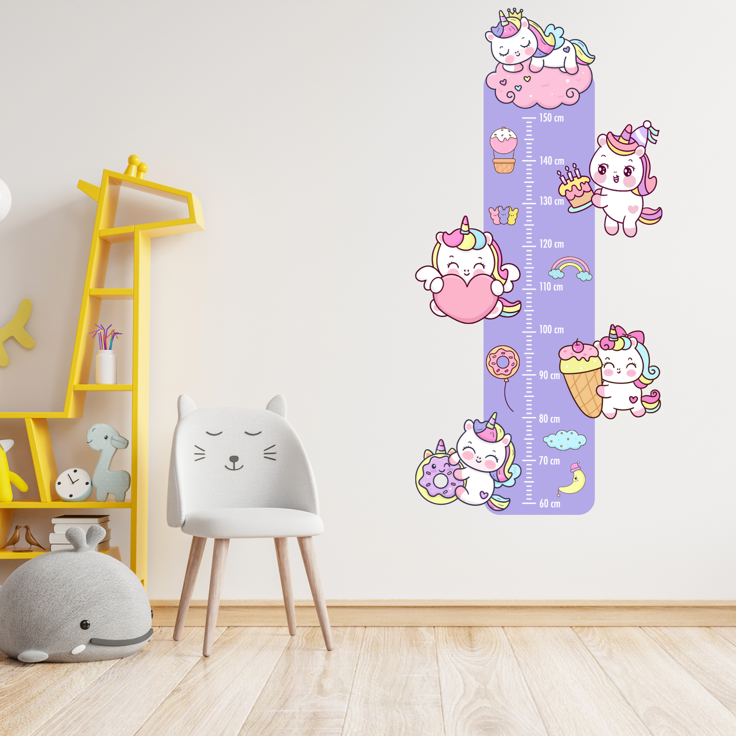Children’s Measuring Textile Wall Sticker – Unicorns