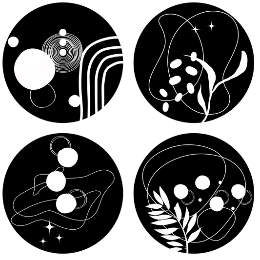Collection of Round Wall Stickers – Abstract - Black