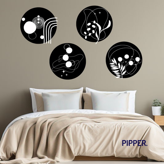 Collection of Round Wall Stickers – Abstract - Black