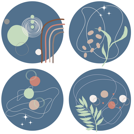 Collection of Round Wall Stickers – Abstract - Blue