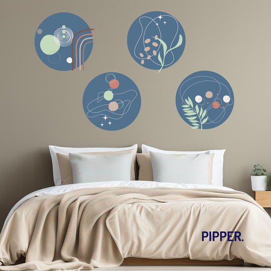 Collection of Round Wall Stickers – Abstract - Blue