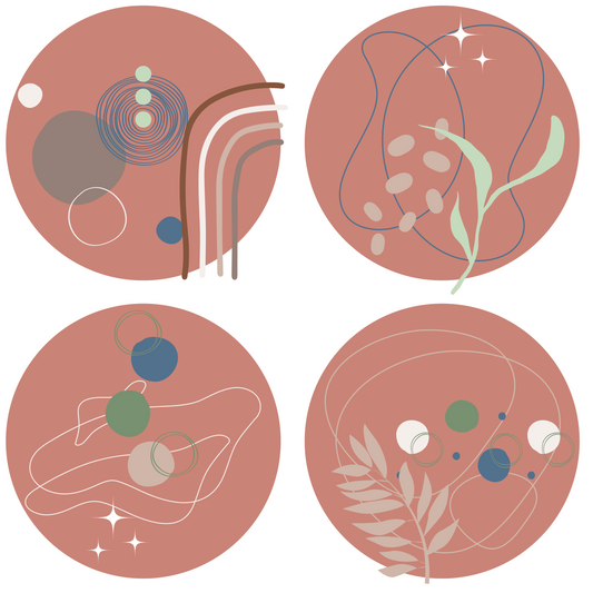 Collection of Round Wall Stickers – Abstract - Coral