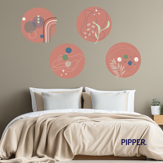 Collection of Round Wall Stickers – Abstract - Coral