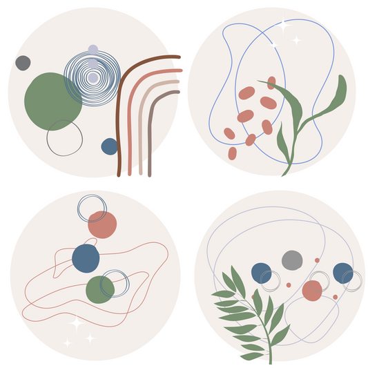 Collection of Round Wall Stickers – Abstract - Cream